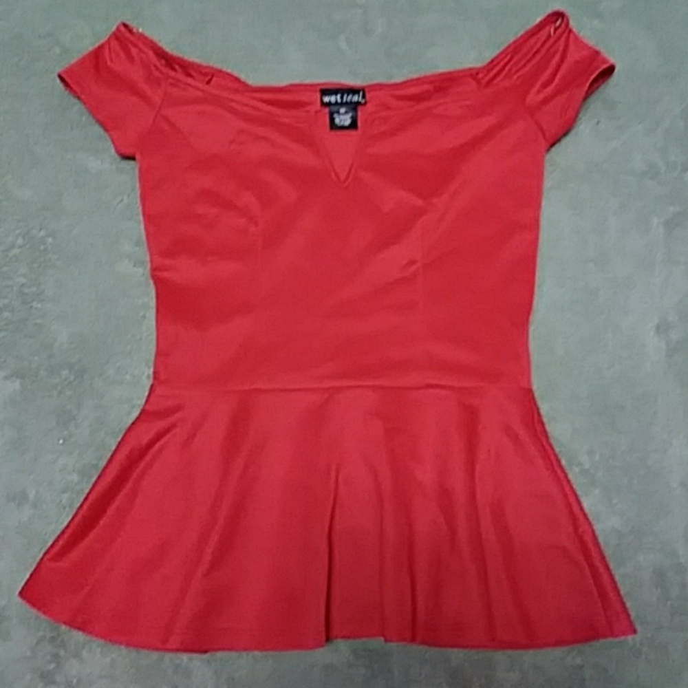 Orange pleated blouse